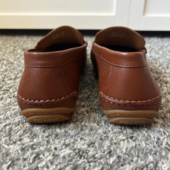 Coach Men’s Brown Dark Saddle Mott Driver Leather Loafers Shoes Size 7.5 - Picture 7 of 16